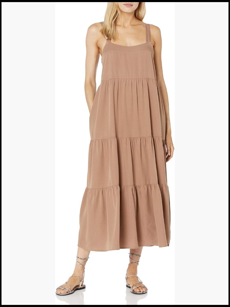 Tiered Maxi Tent Dress - Spaghetti Strap, A-Line, Sleeveless